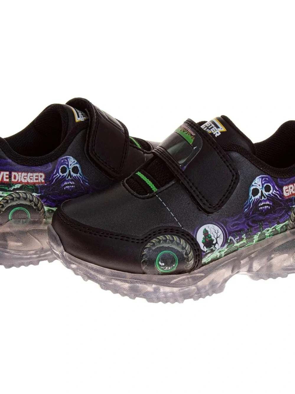 Grave Digger Light-Up Kids Sneakers - Black/Green